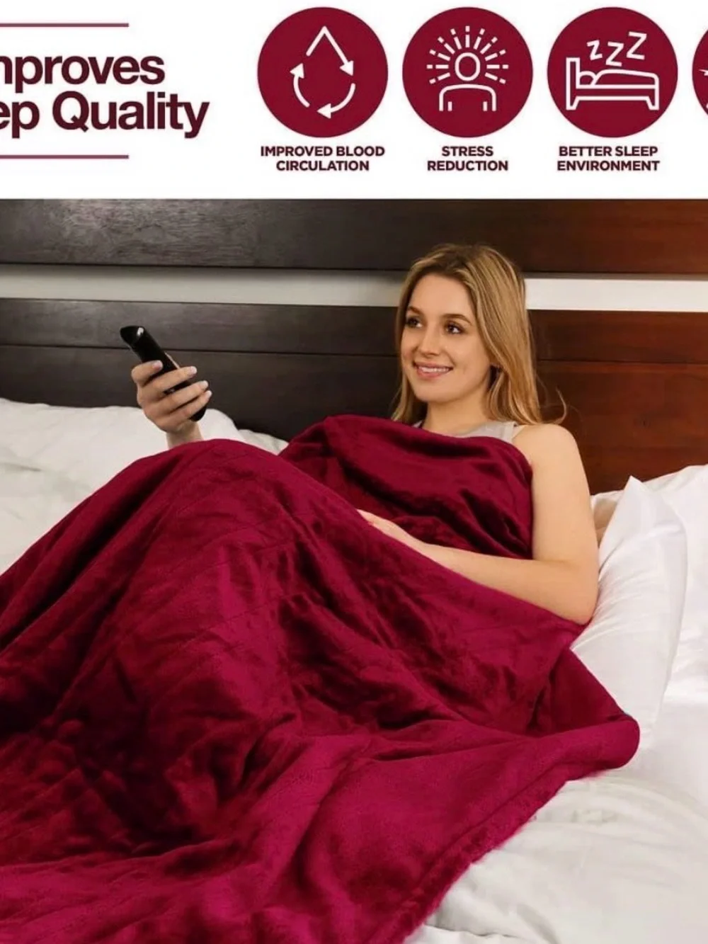 Medical king Heated Blanket, Machine Washable, soft, comfy (Red, 50 × 60)